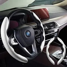 MIZZEO Steering Wheel Cover Safe for Men and Women, Carbon Fiber Texture Non-Slip Car Accessory (Carbon White) Compatible with Maruti Suzuki Invicto (2023)-picture-12