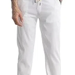 Men Mid Rise Textured Cotton Relaxed Trousers-image-68