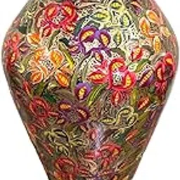 Baba Art and Crafts Wooden Kashmiri Flower Paper Mache Vases (8 inch) - Paper Mache vases, Brass vases, Hand Painted flowervase-image-25