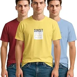bullmer Trendy Printed Round Neck Half Sleeve Tshirt for Men | Mens Crew Neck Tshirt - Pack of 3-picture-19