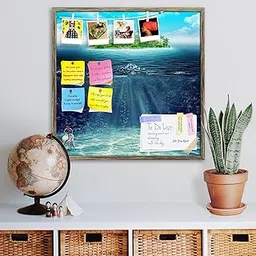 ArtzFolio Abstract Vacation | Notice Pin Board Bulletin Board | Soft Vision Board with Thumb Push Pins & Sticky Notes | Antique Golden Frame | 20 x 20 inch (51 x 51 cms)-picture-57