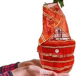 Tulsi Pot Poshak Lehga & Chunni for Small Tulsi Pot Upto 10” Diameter छोटे गमले के लिए तुलसी माता की पोशाक-picture-11