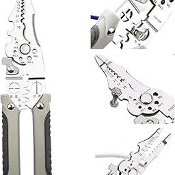 REWOP Multi-function Plier Tools Made of Stainless Steel with 11 Screwdriver bits with Safety Hook, Bottle Opener, Multifunction Pliers for Outdoor Backpacking & Gifting. (Silver Wire Plier)-picture-15