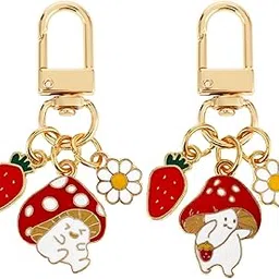 pmeixcy 2Pcs Cute Mushroom Keychains, Adorable Bag Charms for Purse Backpack, Mushroom Keychain Accessories for Women Girls, Kawaii Keyring Charm for Daily Use Travel Decor-picture-45