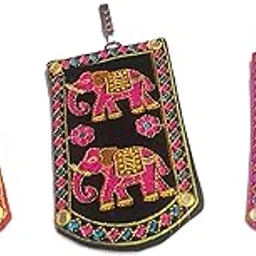 SUMERA WARQ Embroidered Mobile Pouch for Women Multicolor Designer Ethnic Rajasthani Handmade Phone Cover/Case with Sling and Waist Clip by SAS It Up (Black Red PIick)-picture-49