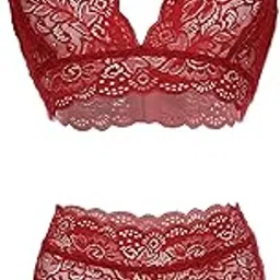 psychovest Women's Sexy Lace Two Piece Strappy Bra and Panty Lingerie Set Free Size-picture-21