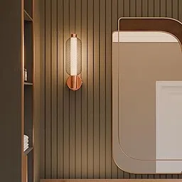 Murphy Noir Net Wall Lamp Pack of 1 | 3-in-1 Color Changing LED (Cool White/Warm White/Natural White) with 2-Year Warranty | Premium Rose Gold Finish Decorative Light-image-2