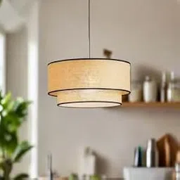 AKWAY Jute Hanging Lamp for Living Room | Jute Pendant Light - Jeevika | Stylish Ceiling Lamp for Bedroom, Dining Room, or Home Décor_12 Dia x 8 Height-picture-14