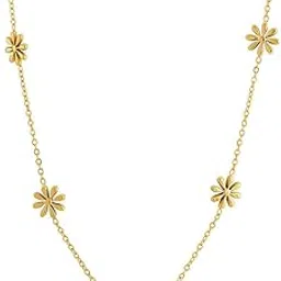 18k Gold Plated Daisy Flower Necklace for Women - Gift for Girls & Women | Waterproof & Anti-Tarnish Necklace-image-98