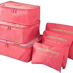 Styleys Set of 6 Packing Cube Travel Pouches Bag Organizer (Watermelon Red, S1037)-picture-13