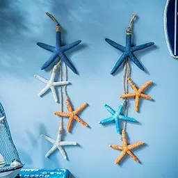 EAZYWAGON Mini Wooden Starfish Wall Decoration - Navy Blue beach mediterranean home wall decor wood craft (Set of 2)-picture-19