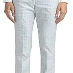 park avenue Men's Polyviscose Blend Checks Pattern Super Slim Fit Flat Front Formal Trouser-picture-17