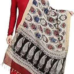 dupatta bazaar Women's Kalamkari Mangalgiri Cotton Bharatnatyam Beige & Multi-picture-48
