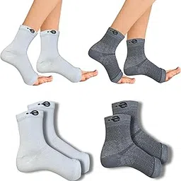 Compression Socks for Ecosync Open Toe Neuropathy, Bamboo Cotton Blend, Moisture-Wicking, Diabetic Pain Relief, Anti-Bacterial, Soft & Durable, Unisex Combo Pack (White + Shadow Grey)-picture-23