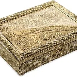 Multipurpose Wooden Empty Dry Fruit Box | Peacock Golden Big Wooden Decorative Dry Fruit Box | Diwali Gift Box | For Home | Shop | Guest Room | Length 9 x Width 7 Inch. Pack of 1 Pcs-image-5