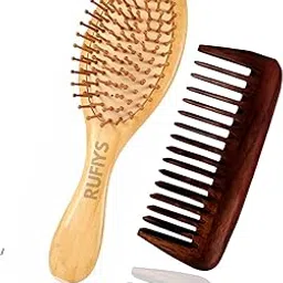 Rufiys Bamboo Hair Brush & Sheesham Wood Pocket Comb Set - Anti-Static & Frizz Control for Women, Men, Kids - Natural Scalp Massager for Hair Growth & Hair Fall Control - All Hair Types-picture-59