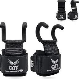 QTF Weight Lifting Barbell Hooks - Metal Lifting Hooks and Heavy Deadlift Hooks with Wrist Straps for Men and Women, Heavy Duty Sports Hooks for Deadlifts, Pull Ups, Shrugs, Powerlifting, and Gym-picture-13