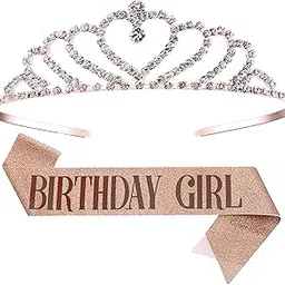 curated cart Birthday Crown and Sash for Women Birthday Girl Sash & Rhinestone Tiara Set - Birthday Decorations Birthday Girl Crowns Tiaras for Women-picture-12