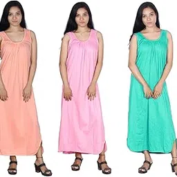 rylie Nighties Women's Cotton Hosiery Sleeveless Maxi Nighty Slips, Petticoats Full Length Inner-wear for Ladies and Girls. Pack 3 Combo (L,XL)-picture-44