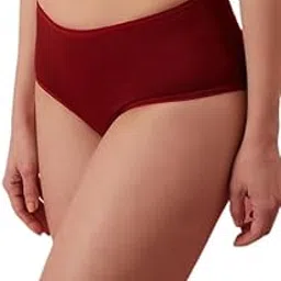 Women's Seamless High-Waisted Hipster Panty, Burgundy Red, Comfortable Stretch Fit, Full Coverage Underwear-picture-44