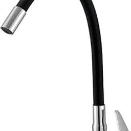 SPAZIO Vignette Brass Swan Neck with 360 Degree Flexible Silicon Hose & Single Flow Pattern, Hot/Cold Water for Kitchen Sink, Wash Basin Faucets Taps, Chrome Finish Pillar Cock with Turn Brass Disc-picture-20