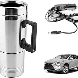 Oshotto 12V Electric Car Kettle Stainless Steel For Hot Water Tea Coffee Milk Heating Cup/Mug for Travelling Trip Lexus RX (300ml) - Silver-picture-20
