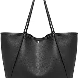 Tote Bag for Woman Black Pu Leather Office Weekender Hand Bag Travel Shopping Handbags Large Capacity Waterproof Shoulder Bags for Women-image-1