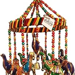 Shilcra Rajasthani Handicrafts Cotton 9 Elephant Jhoomer Wind Chime for Home Decor (12", Multicolor)-picture-18