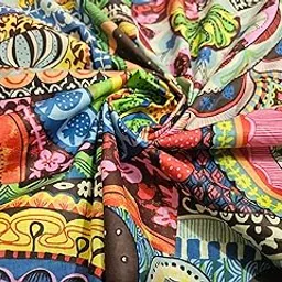 Multicolor Abstract Patchwork Print Cotton Fabric – 44'' Wide Soft Material by The Yard for Quilting, Boho Clothing, Home Décor & Craft Projects (2.5 Yard)-picture-12