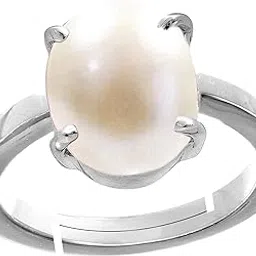 todani jems 11.25 Ratti Natural Pearl Certified Moti Adjustable Ashtadhatu Silver Plated Ring for Men and Women-picture-59