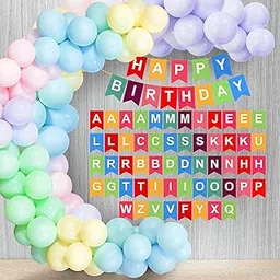 Party Propz Latex, Cardstock Happy Birthday Banner – 115 Pcs Birthday Decoration Kit, Alphabets For Decoration, Customized Banner With Name & Pastel Balloon For Decorations (Multicolor)-picture-24