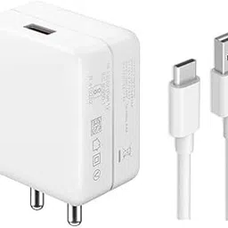 18W Charger for Realme C35 Original QC Adapter Type C 3.0A High Speed Fast Turbo Charge QC 3.0 Smart with 1m Type-C Charging & Sync Cable (White, Dash, SH.W)-picture-31