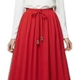 sands apparel Elegant Women's Georgette Maxi Skirt, Red, A-Line Silhouette, Drawstring Waist, Flowing Design, Ankle Length-picture-30