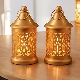 Pack of 2 Golden Hanging Tealight Candle Holders (4 Inch) | Decorative Metal Candle Stand for Home, Balcony, Living Room & Dining Table Décor | Festive & Gift Item-picture-25