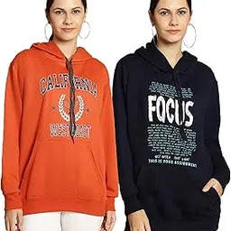 mack jonney Printed Hooded Cotton Fleece Sweatshirt for Women (Pack of 2)-MACK50736 image 1