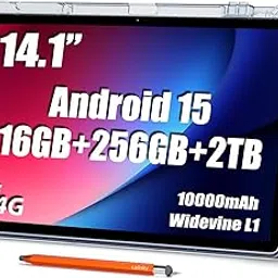 14" Big Screen Tablet, Android 15 Tablet 16GB RAM 256GB ROM, 1920*1200 IPS FHD Display, Widevine L1, 1000mAh 18W Charging, Wi-Fi and Bluetooth, 4G LTE, Stand Case and Stylus, 2 Year Protection-picture-13