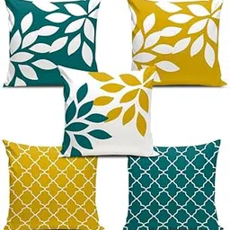 Soft Fabric Designer Decorative Printed Cushion Cover Decorations for Sofa Living Room Set of 5 24 x 24 inch Multi (MULTIMFCC23)-picture-25