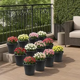 UGAOO UV Treated Gardening Pots and Planters for Plants (12 inch Black Color Set of 12 Plastic Pots)-picture-24