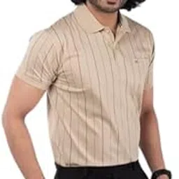 the vital clothing store Men's Polo T- Shirts Collar Neck Half Sleeves, Regular Fit, Cotton Mercerized Collection with All Over Vertical Printed Stripes/Comfortable and Soft-picture-54