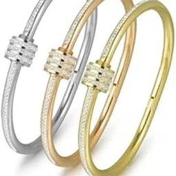 bracelet for women Stylish Bangles for women Adjustable Anti Tarnish Bracelet for girls rose gold Kada for Women Accessories Anti Tarnish Jewellery Stainless Steel Cuff Bracelet gifts Combo-image-14