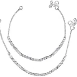 Lila Traditional Trendy Jewellery All Occassions Anklets Payal Pair for Women/Girls Alloy Anklet (Pack of 2)(Bzr_Payal-109-SuperPipeWhite(1-Pair))-picture-20