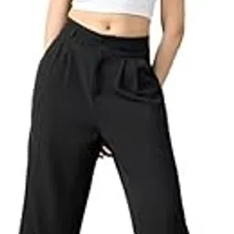 freakins Comfortable & Stylish Classic Pleated Wide Leg Korean Pants - Black for Women -The Ultimate Fashion Essential for Any Occasion-picture-12