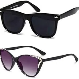Unisex combo offer pack of 2 shades Unisex Fashion Sunglasses Set, 2 Pairs, Metal Frame, Black and Silver - Combo2-288-image-96