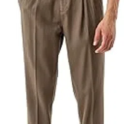 snitch Men Casual Trousers | Slim Fit Pleated Front with Folded Hem & Tapered Leg | 100% Cotton Woven Fabric for Office & Weekend Outings-picture-45