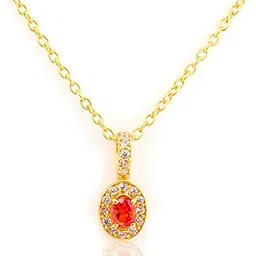 gemslay Oval Red Stone Pendant Necklace for Women & Girls | Elegant Oval Cut Gemstone with CZ Halo | Stylish Jewelry Gift for Anniversary, Birthday-picture-45