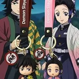 craft maniacs Demon Slayer Combo Keychain Set of Shinobu & Giyu With Free 8 Lomo Cards Anime Character Keychain with Premium Strap & Metal Hook | Couple Gift for Boys & Girls-picture-21