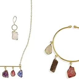 khannak Gold Plated Multi-Color Stone Designer Necklace Set with Matching Earrings for Women for Wedding, Parties,Occassions,Celebrations and Festivals image 1