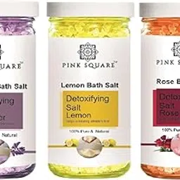 Pink Square Lavender, Lemon & Rose Detoxifying Bath Salt Crystal And Bath | For Muscle Relief, Relieves Aches & Pain | Soothing & Relaxation | Pedicure & Manicure Salt (Each, 200g) Combo of 3-image-53