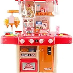 VikriDa Big Size Interactive Water Faucet Kitchen Set with Color-Changing Food & 34 Realistic Accessories – Includes Induction Hob, Water, Smoke, Light and Sound Features for Fun Learning & Role Play-picture-31