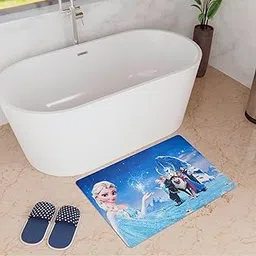 Kuber Industries Disney Frozen Bathmat | Anti Skid Door Mat | Super Absorbent Bath Mat | Rubber Floor Mat for Home | Quick-Drying Non-Slip Floor Mat | HY016 | Blue-image-46